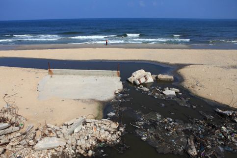 Raw Sewage on a Gaza beach